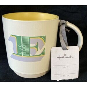 NWT Monogram coffee cup Mug Letter E in Two-Tone Modern Font by Hallmark
